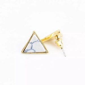 Minimalist triangle marble and gold earrings